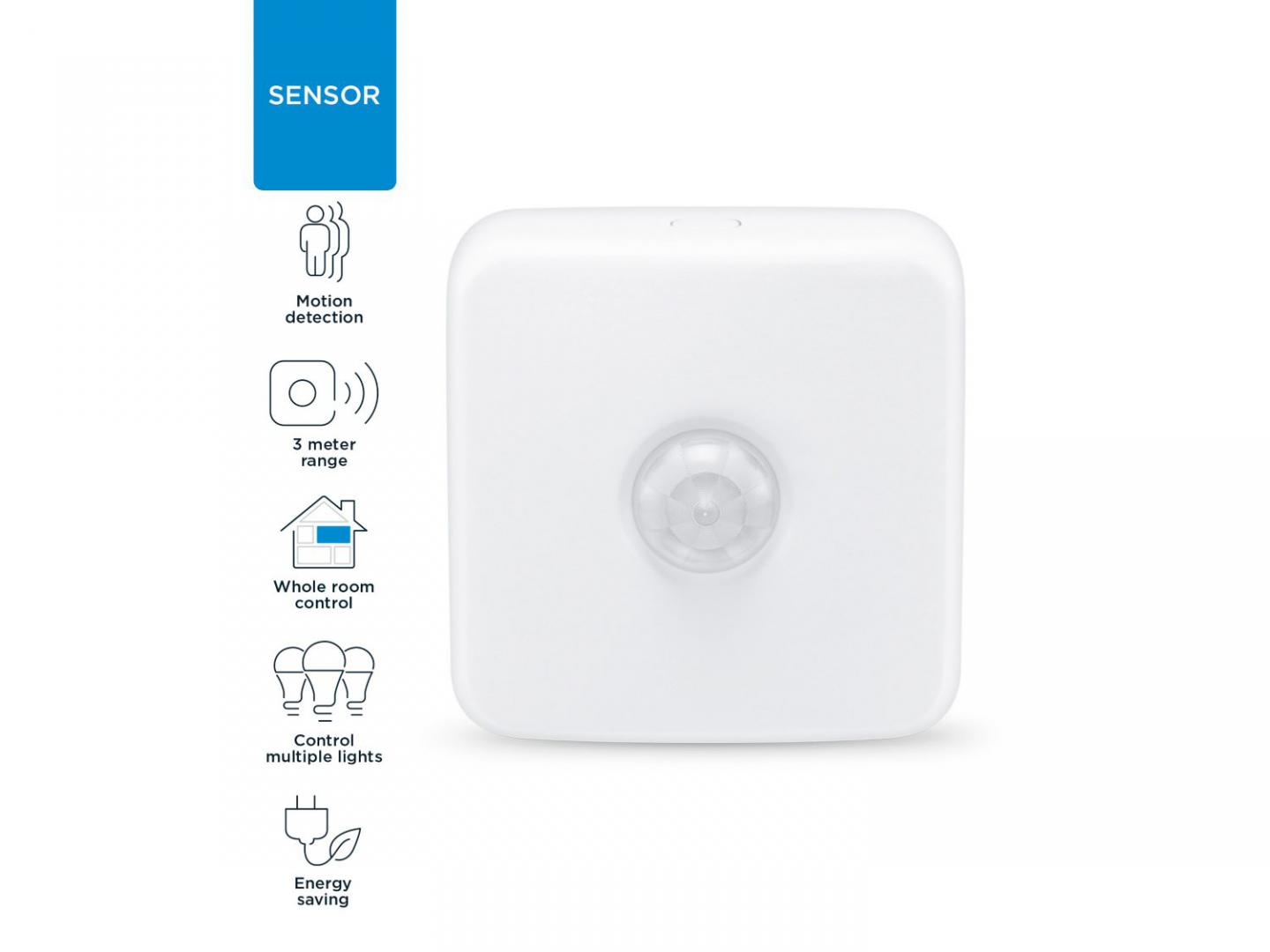 Senzor miscare WiZ Connected 120°, compatibil cu gama WiZ, 2xAA, IP20 ,zona detectare 3m, distanta control 15m