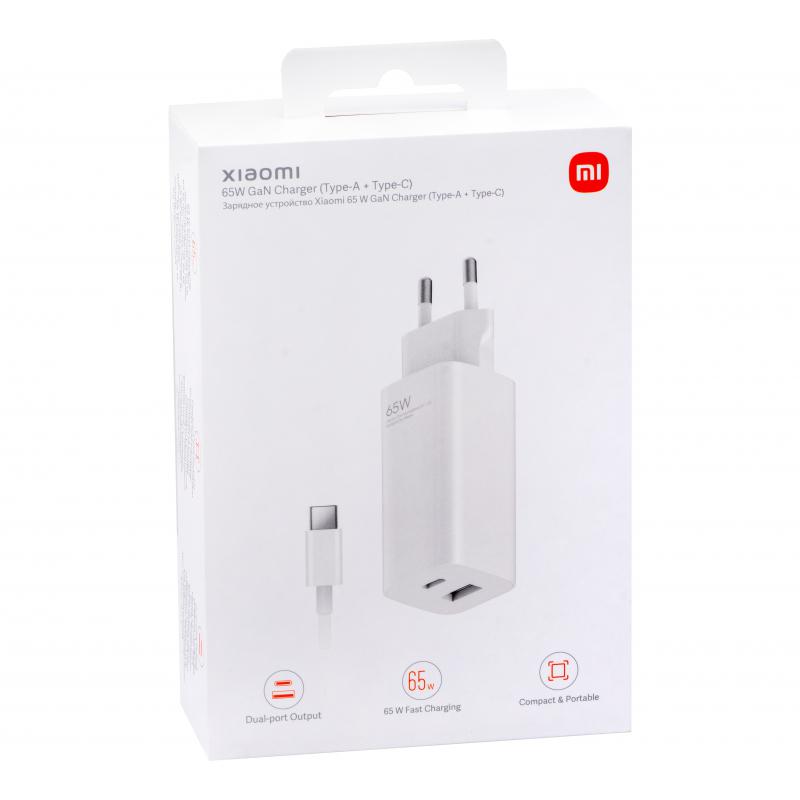 Xiaomi Mi 65W GaN technology Charger, USB-A, USB-C, White
