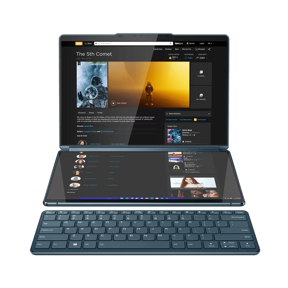 Laptop Lenovo Yoga Book 9 13IRU8, 2x 13.3" 2.8K (2880x1800) OLED 400nits Glossy / Anti-fingerprint, 100% DCI-P3, Eyesafe®, Dolby® Vision™, DisplayHDR™ True Black 500, Touch, OGM, 10-point Multi-touch, Intel® Core™ i7-1355U, 10C (2P + 8E) / 12T, P-core 1.7 / 5.0GHz, E-core 1.2 / 3.7GHz, 12MB, video