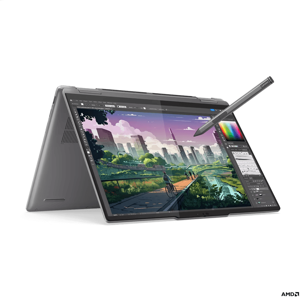 Laptop Lenovo Yoga 7 2-in-1 14AHP9, 14" WUXGA (1920x1200) OLED 400nits Glossy / Anti-fingerprint, 100% DCI-P3, 60Hz, Dolby Vision®, DisplayHDR™ True Black 500, TÜV Low Blue Light, Glass, Touch, AMD Ryzen™ 5 8640HS (6C / 12T, 3.5 / 4.9GHz, 6MB L2 / 16MB L3), video Integrated AMD Radeon™ 760M