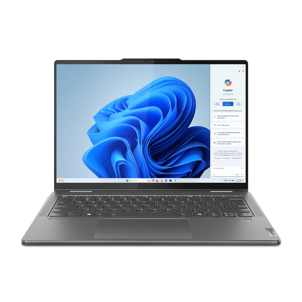 Laptop Lenovo Yoga 7 2-in-1 14IML9, 14" 2.8K (2880x1800) OLED 400nits Glossy / Anti-fingerprint, 100% DCI-P3, 120Hz, Dolby Vision®, DisplayHDR™ True Black 500, TÜV Low Blue Light, Glass, Touch, Intel® Core™ Ultra 7 155H, 16C (6P + 8E + 2LPE) / 22T, Max Turbo up to 4.8GHz, 24MB, video Integrated